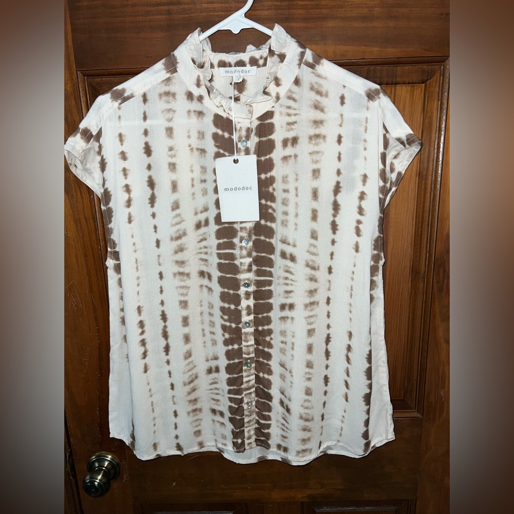 Mododoc Brown Tie-Dye Women's Top